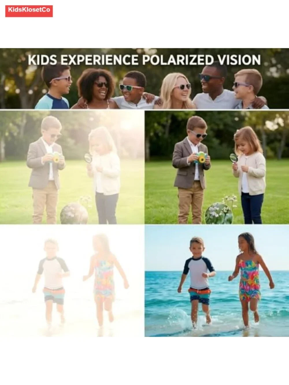 Kids Polarized Sunglasses UV400 Protection Flexible TPEE Frame Ages 3-10